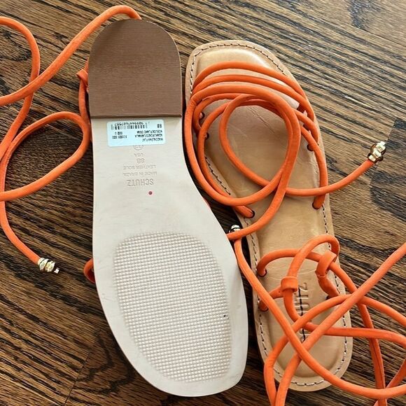 SCHUTZ
Magdalena Leather Ankle Tie Flat Sandals size 8